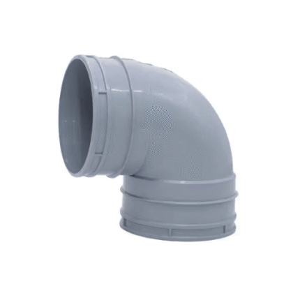 Atlas UPVC Elbow 90° 82mm, Rigid Chemical-Resistant, Smooth Radius, Low Loss