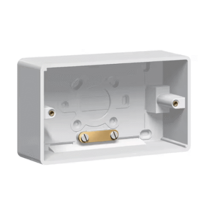 Legrand Synergy PVC Back Box 2-Gang, 50 mm & Cable Grip, Deep mount, Suitable for Mounting & Fixing - White