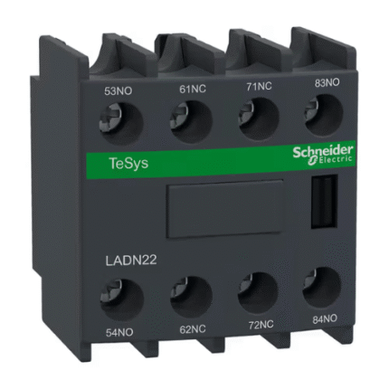 Schneider Auxiliary Contact Block LADN22, 2NO + 2NC, Front-Mount, Snap-On