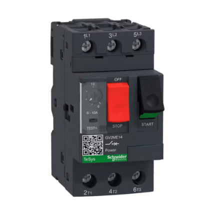 Schneider Motor Circuit Breaker GV2ME14, 6–10A, Thermal-Magnetic, Integrated Protection