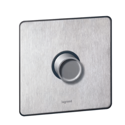 Legrand Synergy Sleek Dimmer 5W/300W 832151, Stainless-Steel Finish, Smooth Rotary, Flicker-Reduced