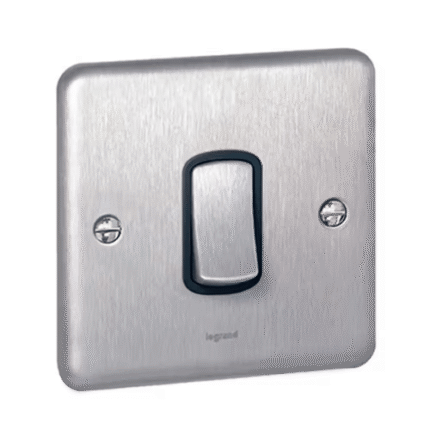 Legrand 1-Gang 1-Way Switch, 3x3, Brushed Stainless Steel Finish
