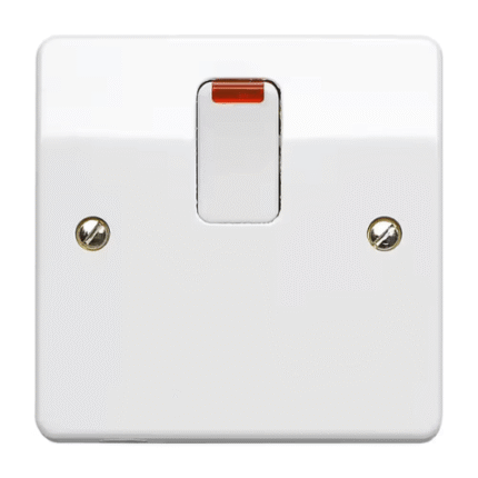 MK Electric 20A DP Switch with Heater Marking K5423 W/H, Double-Pole Isolation, Clear Legend
